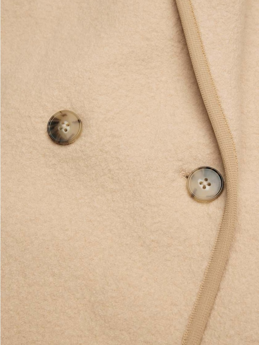 Cream Double-Breasted Wool Coat - Picture 4 of 6